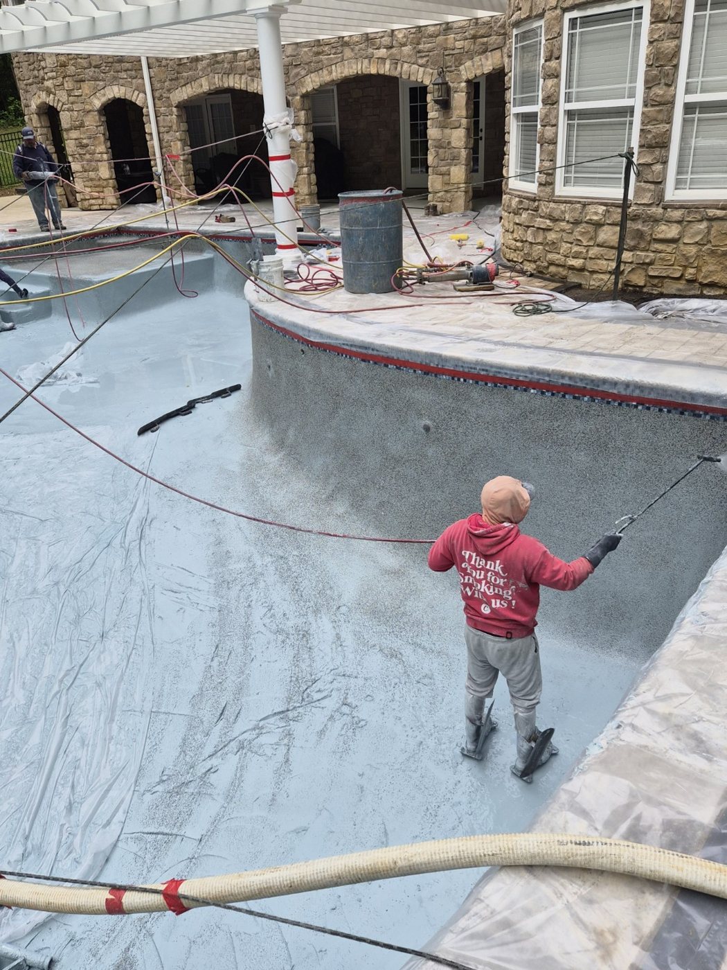 Pool construction and interior finish application