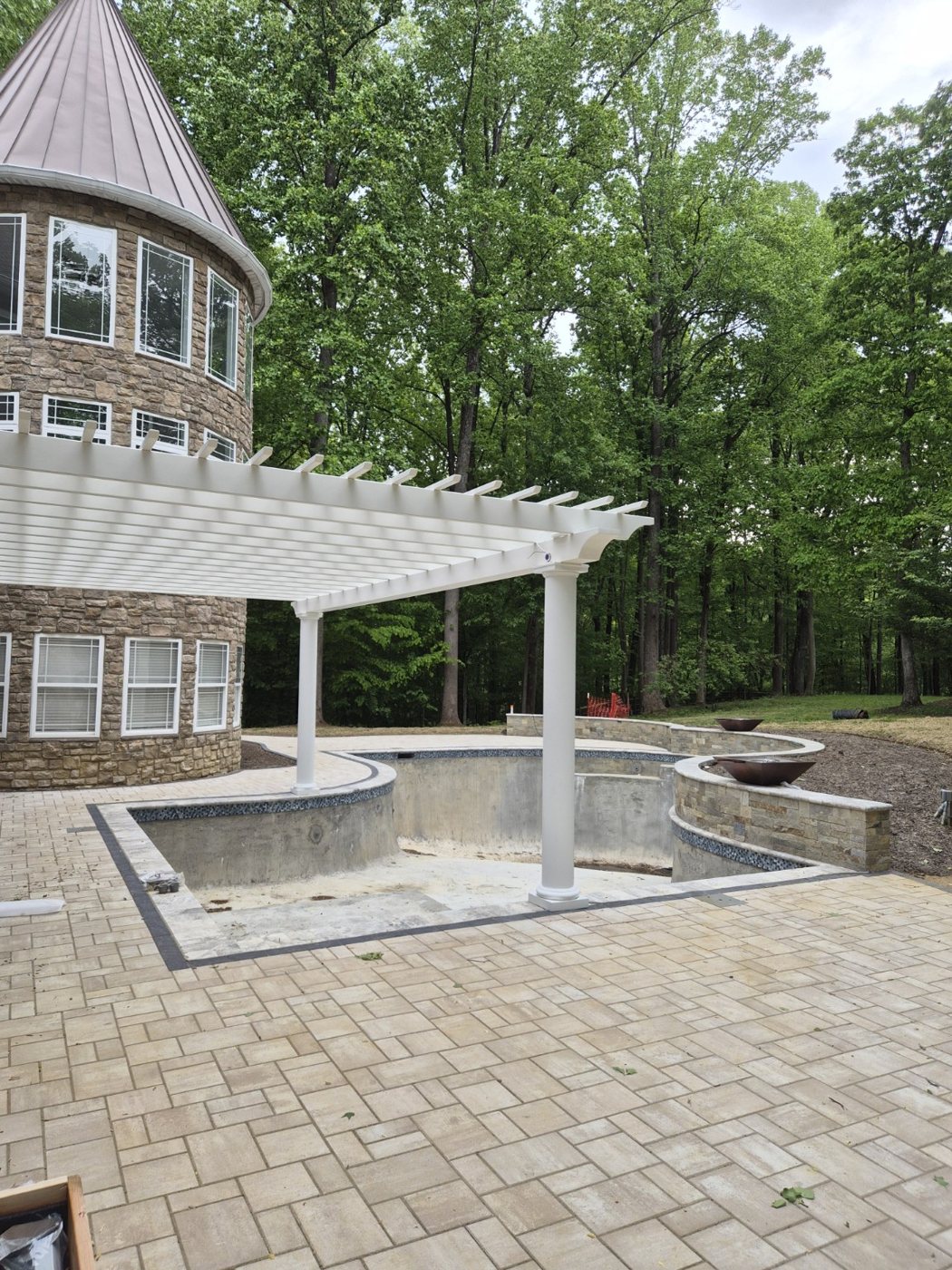 Custom freeform pool during construction