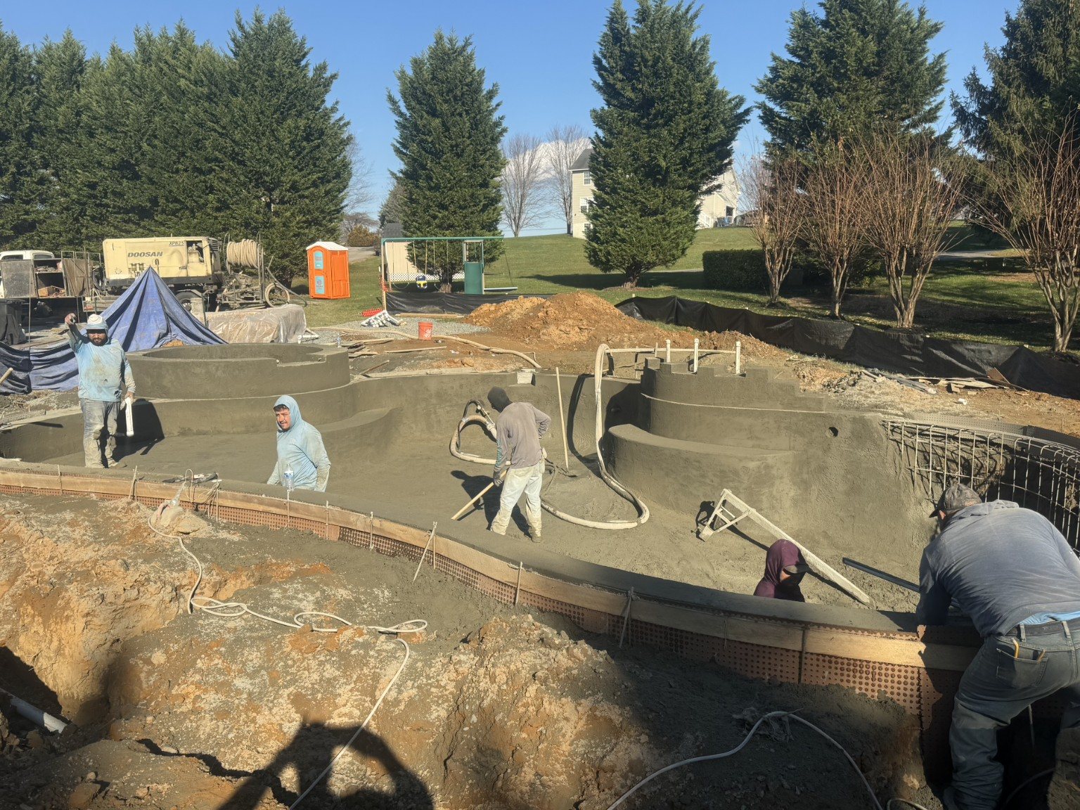 Gunite pool construction in progress