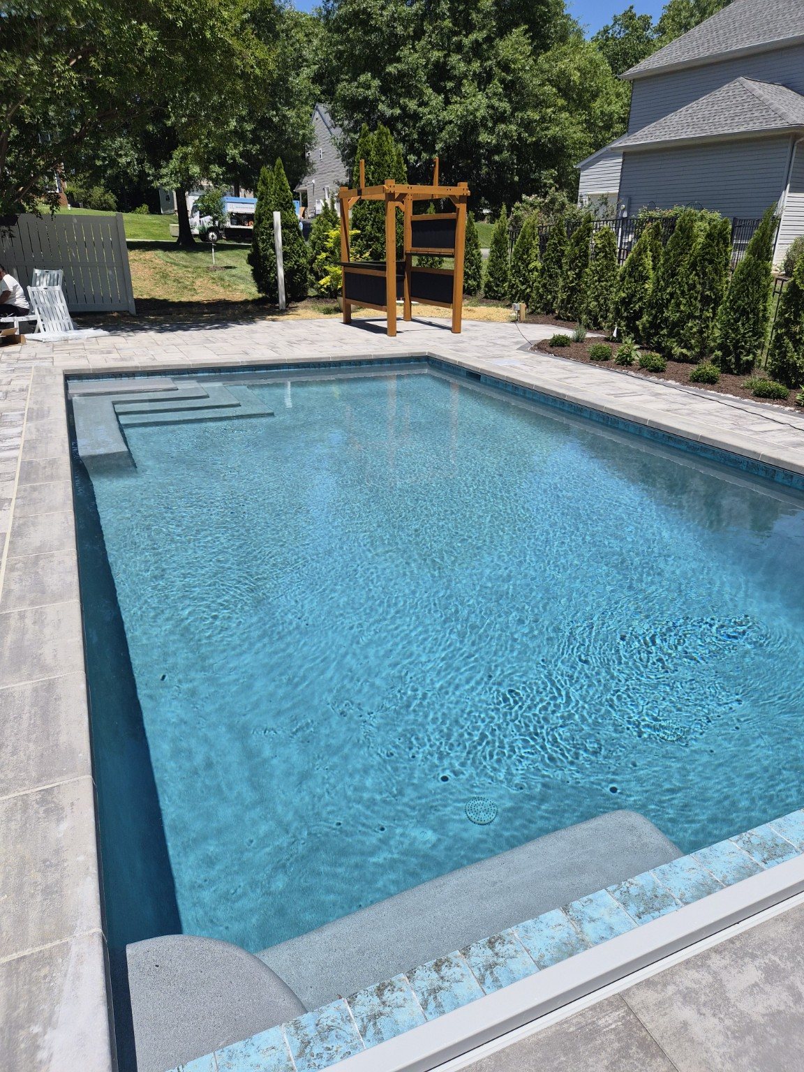 Custom pool with wide entry steps